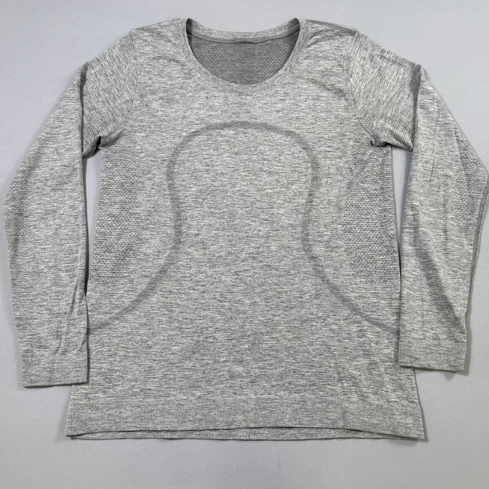 Lululemon Swiftly Tech Long‎ Sleeve Shirt Womens 8 Grey Heather Running Gym Yoga